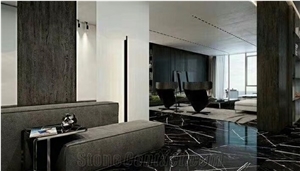 China Nero Marquina Marble Black Marquina Marble Tile